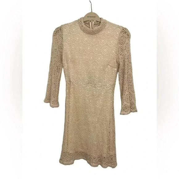 Urban Outfitters Cooperative Lace Crochet Overlay Mock Neck Mini Dress Size 4 - Picture 1 of 13
